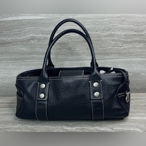 Y2K MICHAEL Michael Kors Greenwich Black Pebbled Leather Vintage Barrel Bag - Picture 1 of 13
